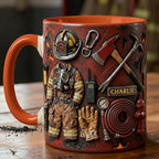 Personalized Firefighter Accent Mug, Fire Rescue Stuff Cup, Proud Fireman, Faux 3D Effect - image 2