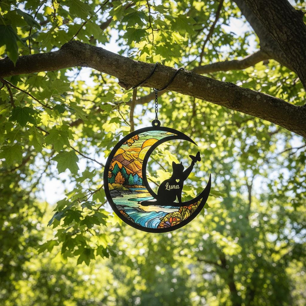 Personalized Cat Memorial Suncatcher, Custom Loss Of Cat Sympathy Gift, Cat Remembrance Gift, Gift For Cat Lovers - image 7