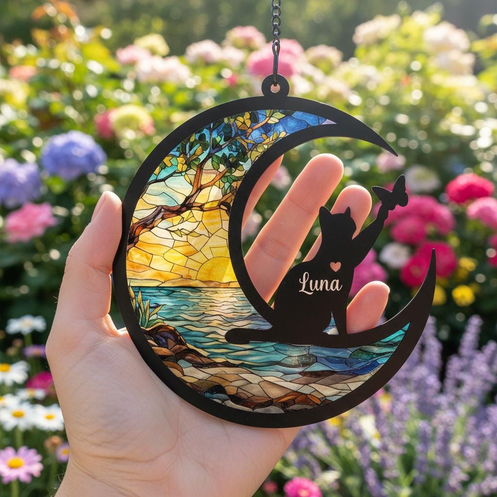 Custom Cat Memorial Suncatcher, Personalized   Loss Of Cat Sympathy Gift, Gift For Cat Lovers, Cat Remembrance Gift - image 6
