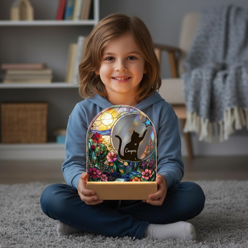 Personalized Cat Memorial LED Night Light — Custom Loss Of Cat Sympathy Gift, Pet Memorial Gift, Cat Memorial Gift - image 7