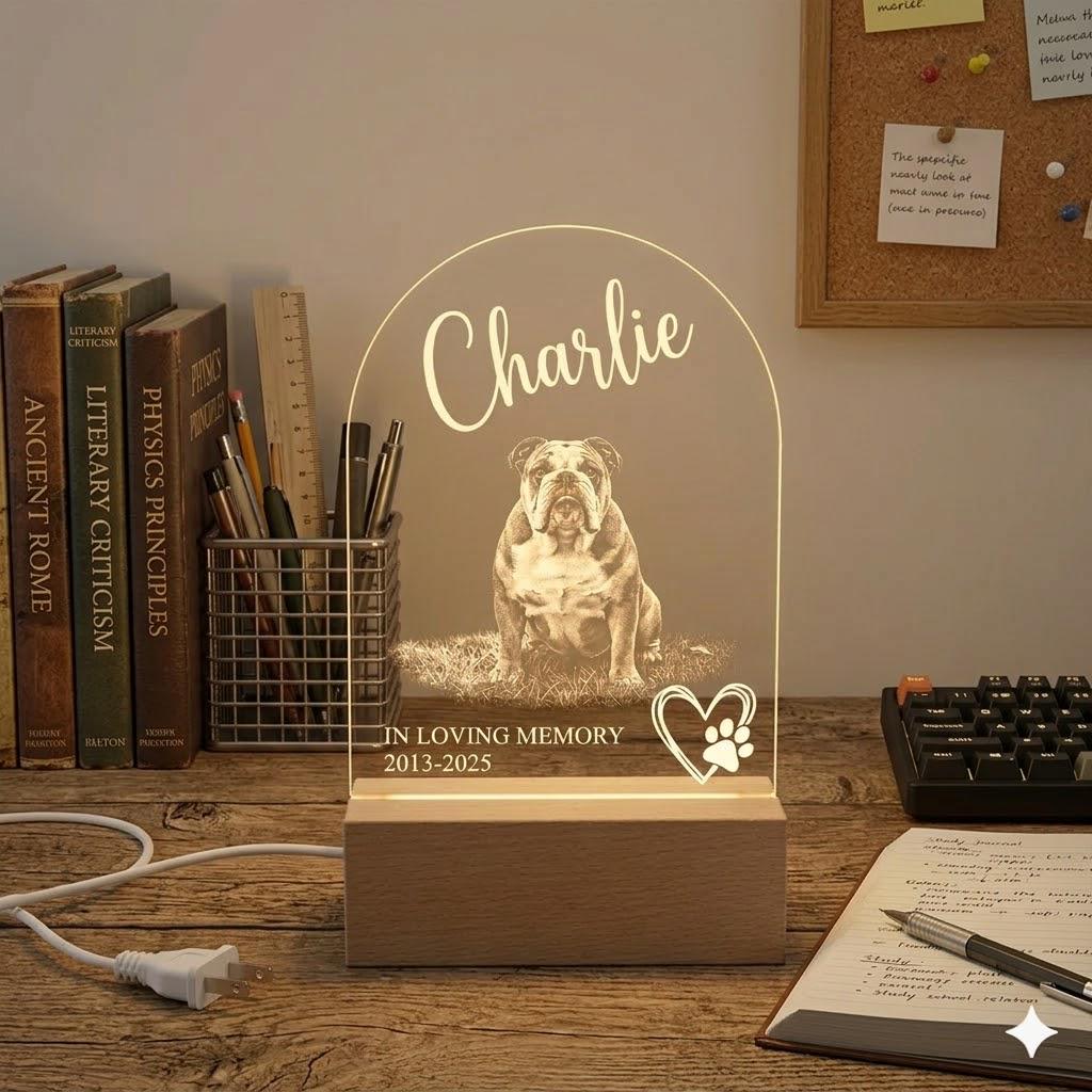 Personalized Pet Memorial LED Night Light — Custom Dog or Cat Photo Sympathy Gift, Pet Memorial Gift, lover Pet Gift - image 6