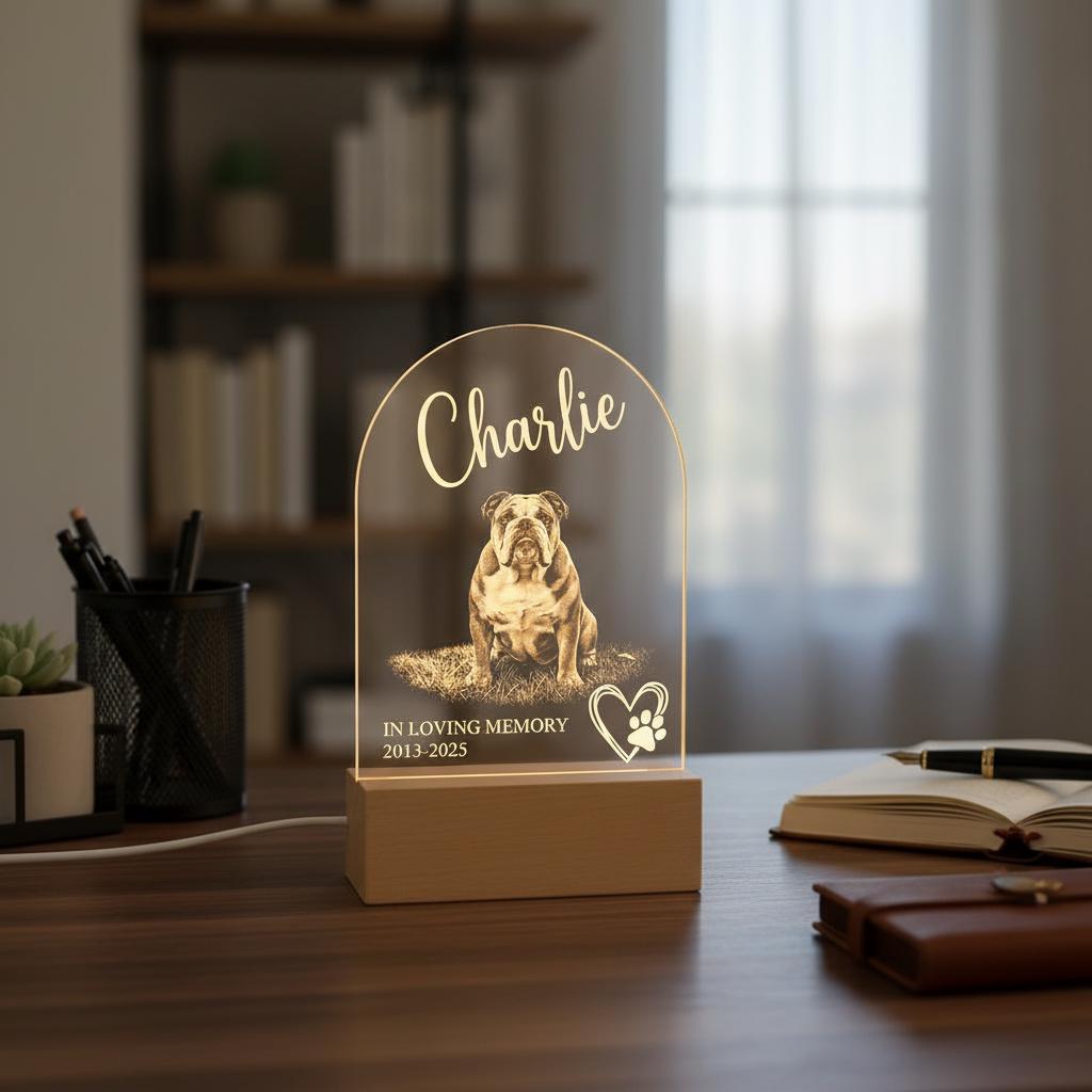 Personalized Pet Memorial LED Night Light — Custom Dog or Cat Photo Sympathy Gift, Pet Memorial Gift, lover Pet Gift - image 4