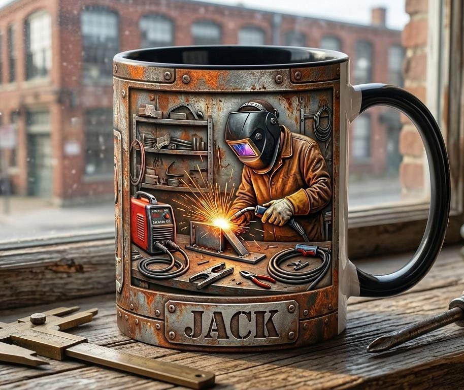 Welder 3D Effect, Custom Name Accent Mug, Personalized Welder Coffee Cup, Gift For Husband - image 4