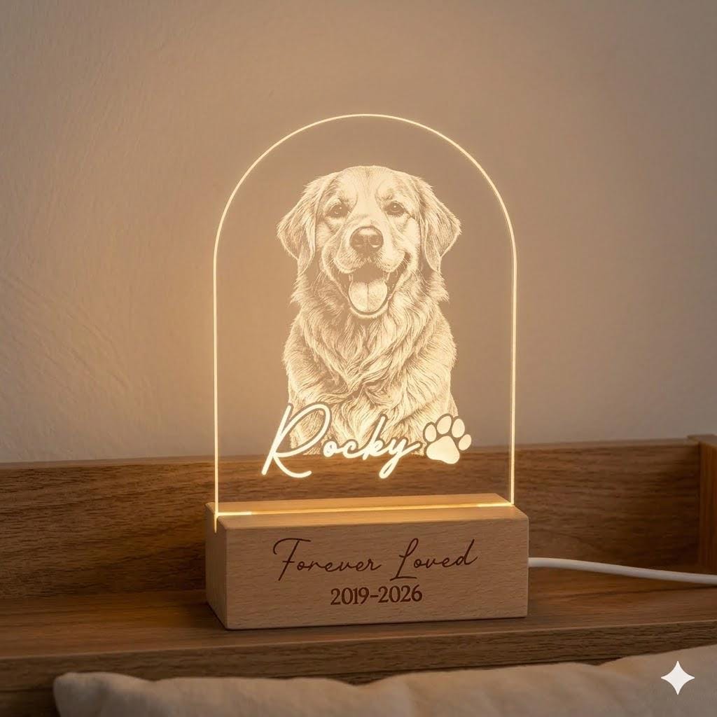Personalized Pet Memorial LED Night Light — Custom Dog or Cat Photo Sympathy Gift, Pet Loss, Pet Memorial Gift for Dog, Cat - image 4