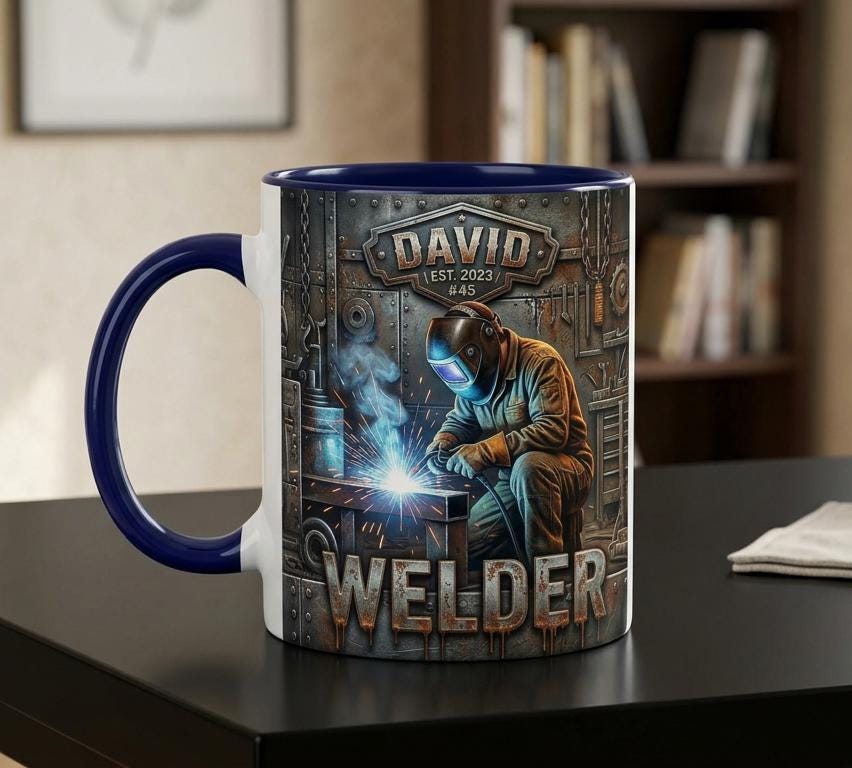 Welder 3D Effect, Custom Name Accent Mug, Personalized Welder Coffee Cup, Gift For Husband - image 2