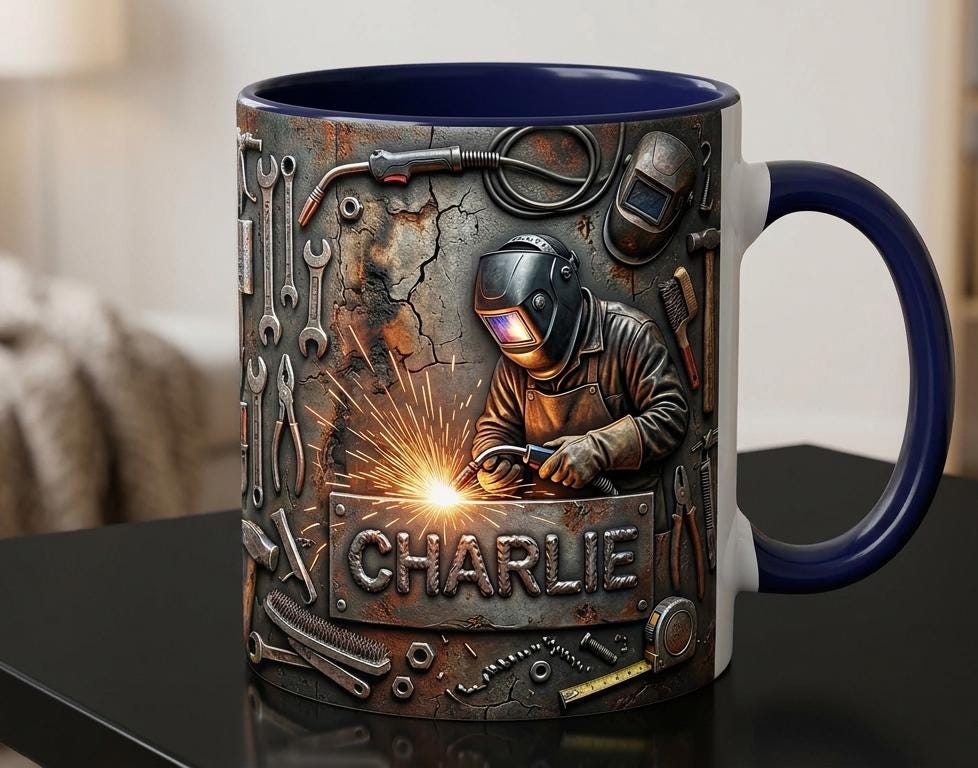 Welder 3D Effect, Custom Name Accent Mug, Personalized Welder Coffee Cup, Gift For Husband - image 2