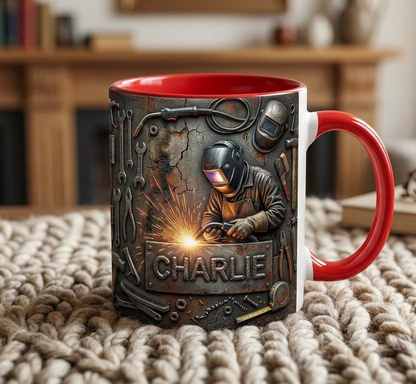 Welder 3D Effect, Custom Name Accent Mug, Personalized Welder Coffee Cup, Gift For Husband - image 4