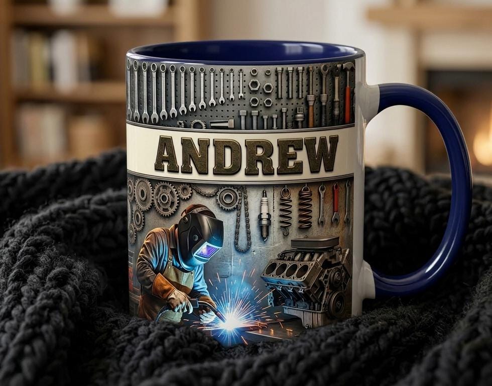 Welder 3D Effect, Custom Name Accent Mug, Personalized Welder Coffee Cup, Gift For Husband - image 3