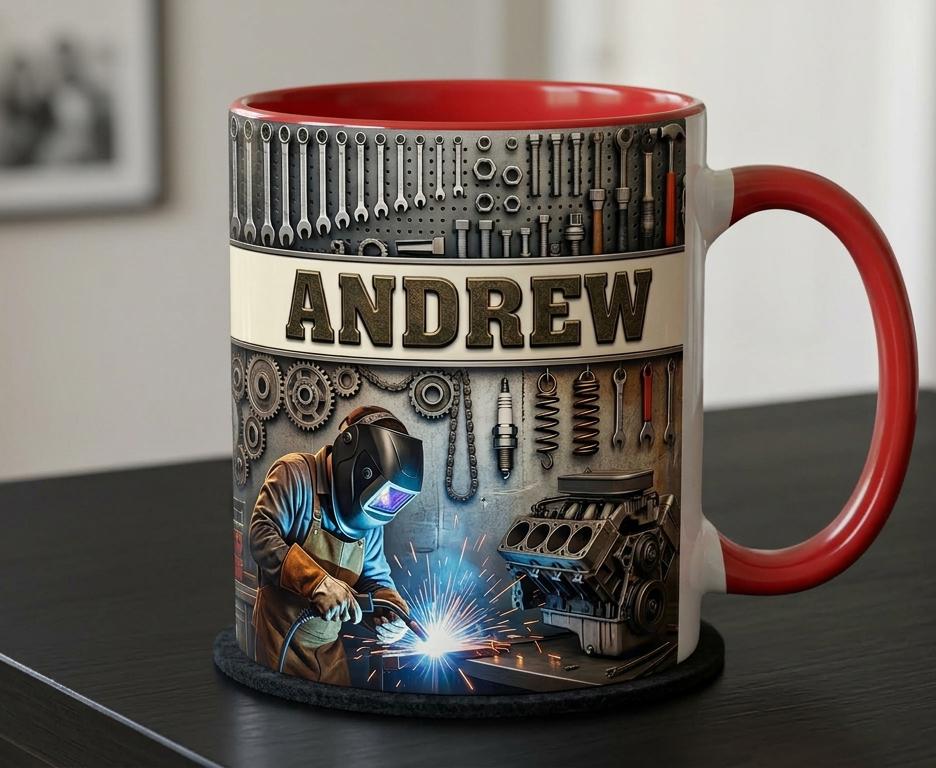 Welder 3D Effect, Custom Name Accent Mug, Personalized Welder Coffee Cup, Gift For Husband - image 2