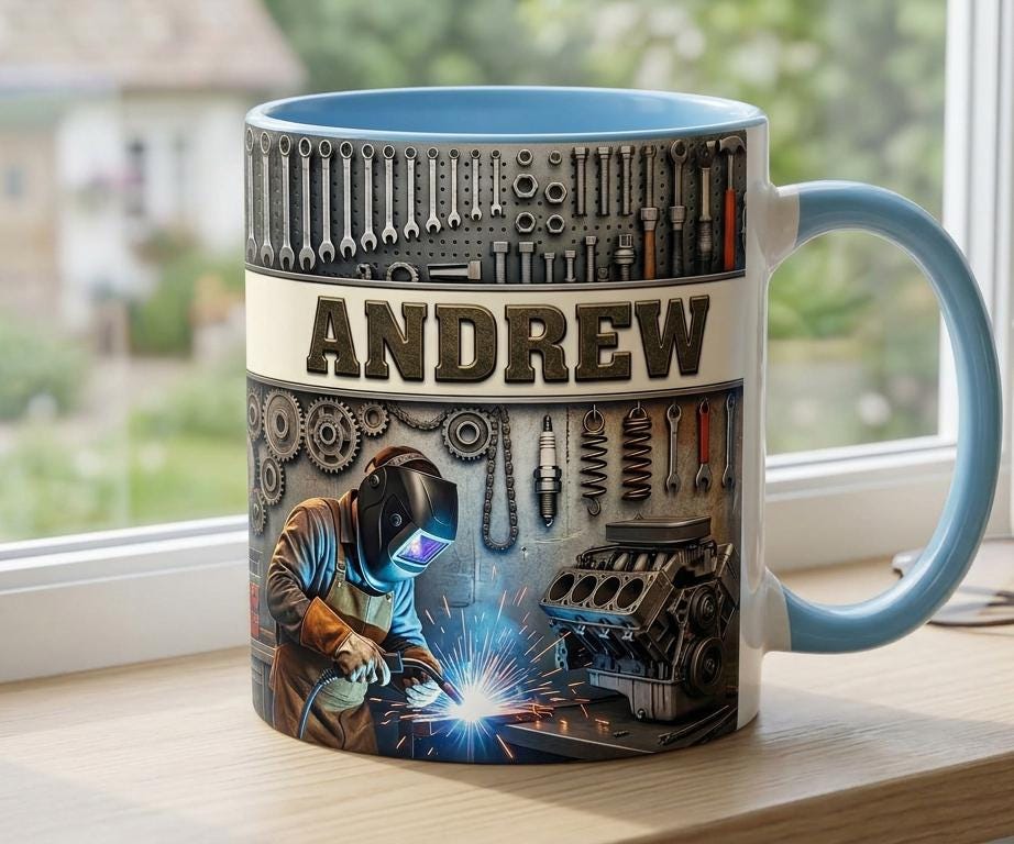 Welder 3D Effect, Custom Name Accent Mug, Personalized Welder Coffee Cup, Gift For Husband - image 4