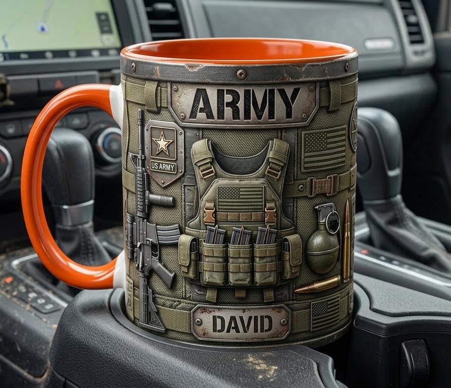 Custom Name Military Mug, Personalized US Army Coffee Mug, Gift for Him Her - image 2