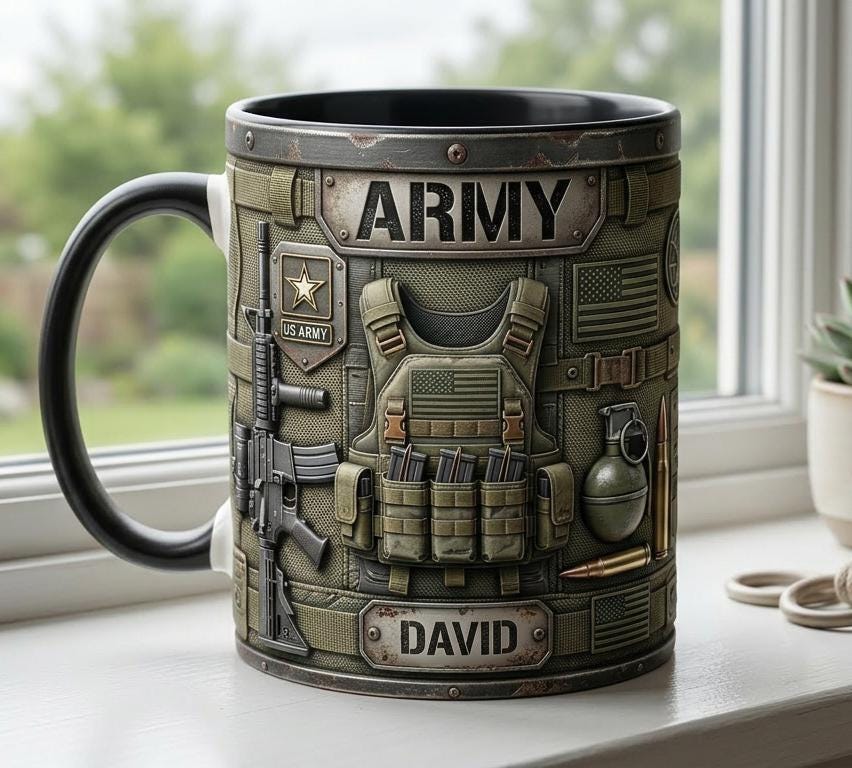 Custom Name Military Mug, Personalized US Army Coffee Mug, Gift for Him Her - image 3