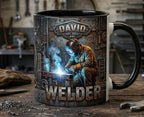 Welder 3D Effect, Custom Name Accent Mug, Personalized Welder Coffee Cup, Gift For Husband
