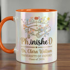 Personalized PhD Graduation Mug 2026, Floral Phinished Doctor Gift, Graduation Gift For Her, Faux 3D Mug - Flat Surface - image 2