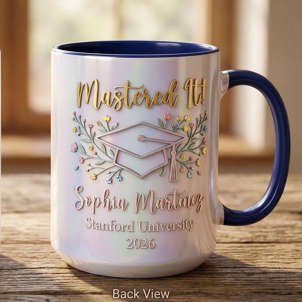 Personalized Masters Degree Mug, Mastered It Mug, Masters Degree Graduation Gift, Faux 3D Mug - Flat Surface - image 4