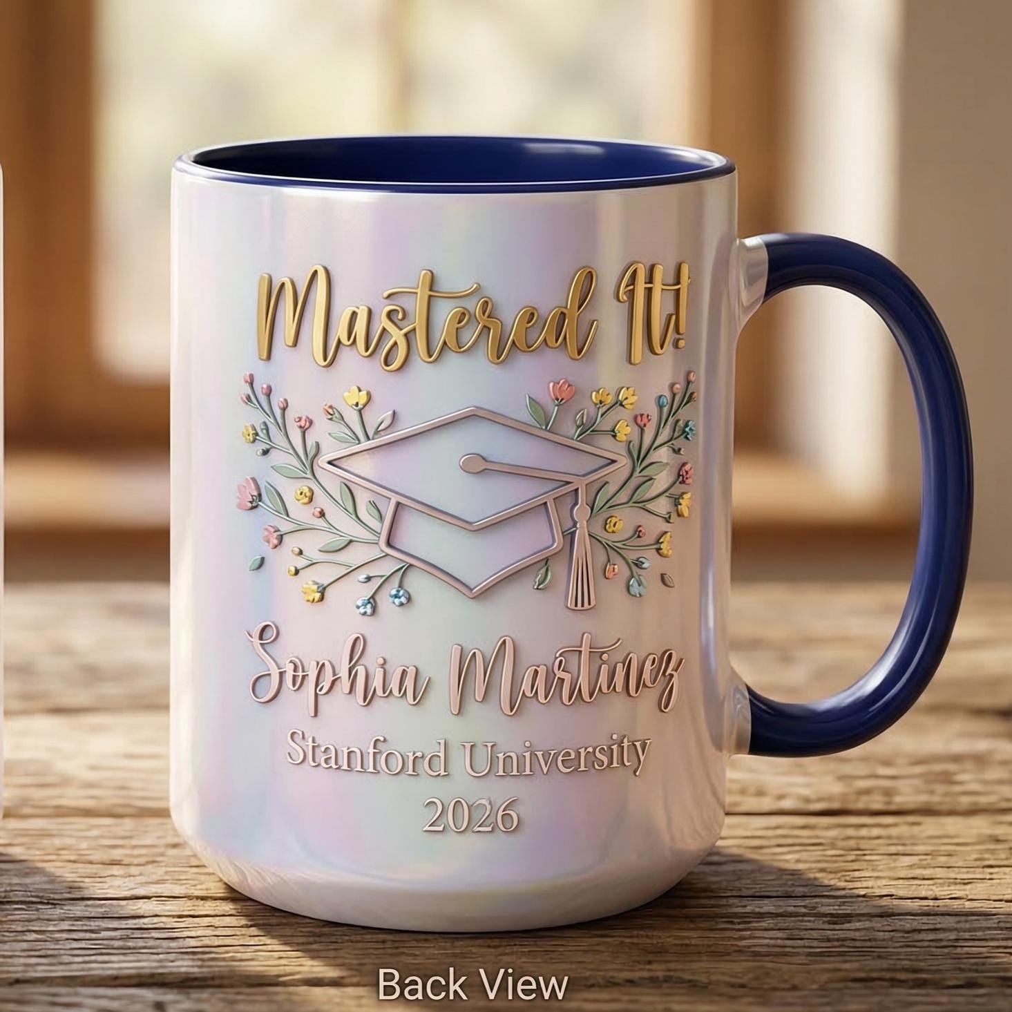 Personalized Masters Degree Mug, Mastered It Mug, Masters Degree Graduation Gift, Faux 3D Mug - Flat Surface - image 4