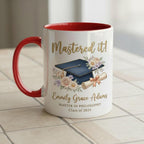 Personalized Masters Degree Mug, Mastered It Mug, Graduation Gift, Faux 3D Mug - Flat Surface - image 3