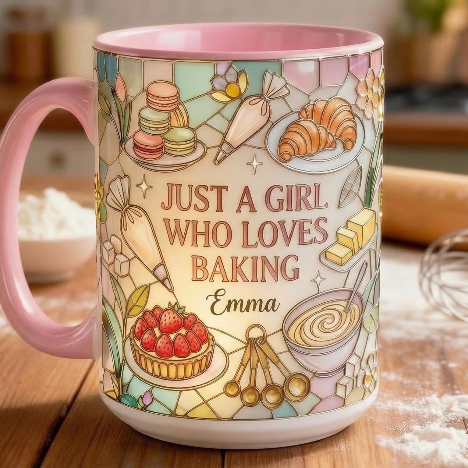 Personalized Baker Mug, Faux 3D Effect Baking Tools Design, Kitchen Gift, Baking Lover Gift, Flat Surface - image 5