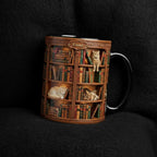 Personalized Book Cat Lover Mug, Custom Bookshelf with Sleeping Cat Coffee Cup, Gift for Reading Lover - image 4