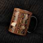 Personalized Book Cat Lover Mug, Custom Bookshelf with Sleeping Cat Coffee Cup, Gift for Reading Lover - image 3
