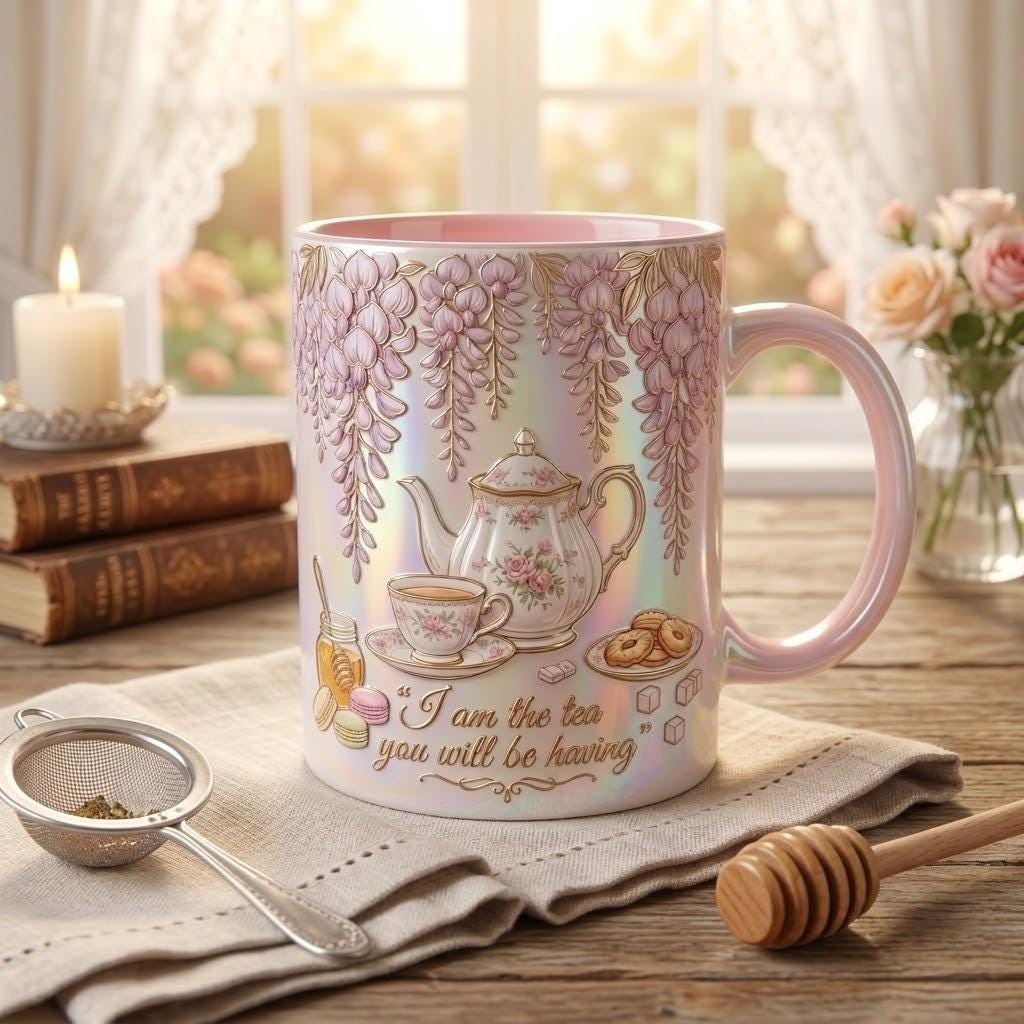 I Am The Tea You Will Be Having Accent Mug, Bookish Tea Lover Mug, Romance Reader Gift, Faux 3D Effect - image 3
