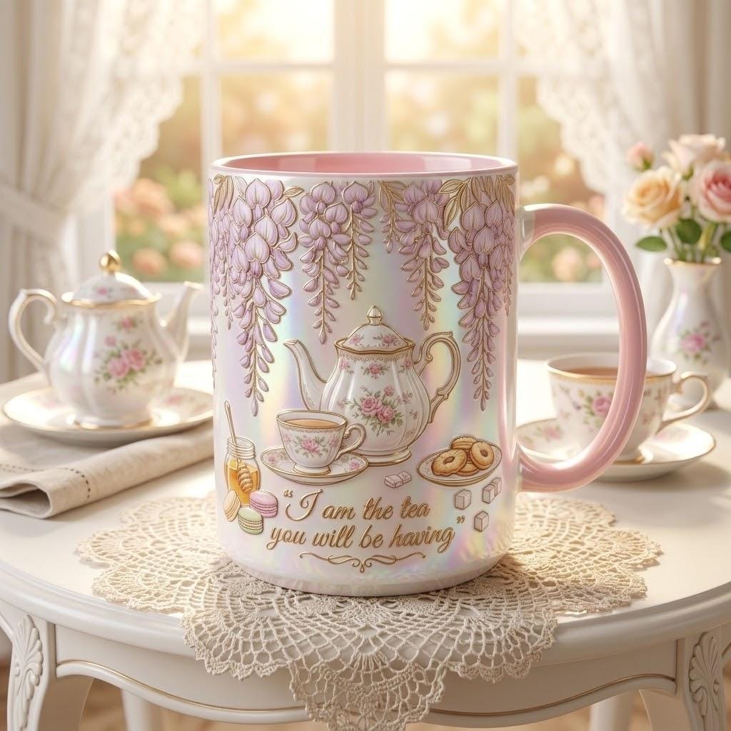 I Am The Tea You Will Be Having Accent Mug, Bookish Tea Lover Mug, Romance Reader Gift, Faux 3D Effect