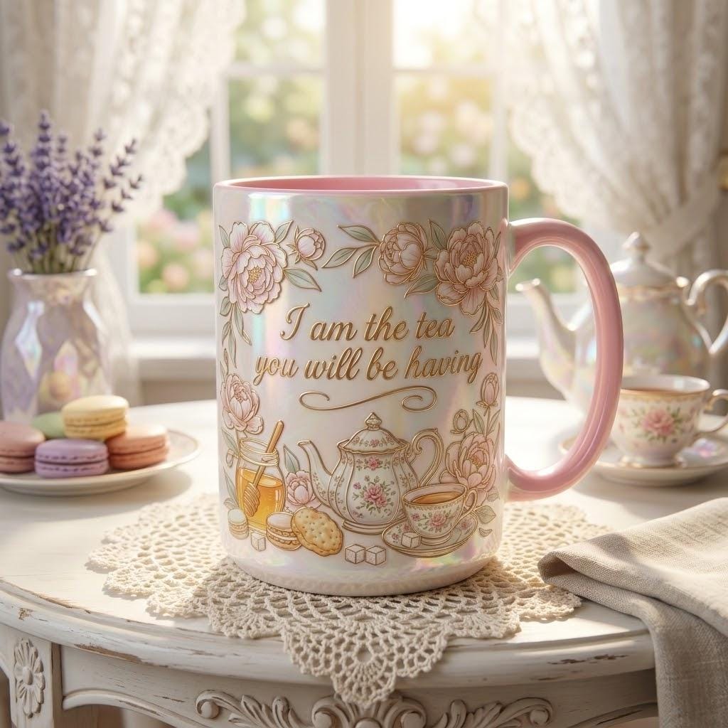 I Am The Tea You Will Be Having Faux 3D Accent Mug, Bookish Tea Lover Mug, Romance Reader Gift - image 2