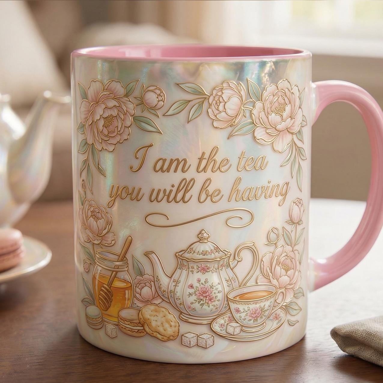 I Am The Tea You Will Be Having Faux 3D Accent Mug, Bookish Tea Lover Mug, Romance Reader Gift - image 3