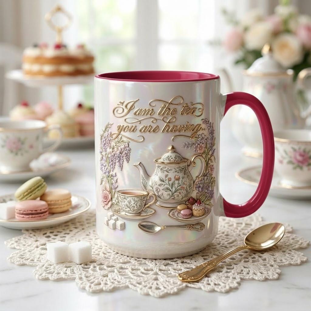I Am The Tea That You Are Having Accent Mug, Bookish Tea Lover Mug, Romance Reader Gift, Faux 3D Effect - image 4
