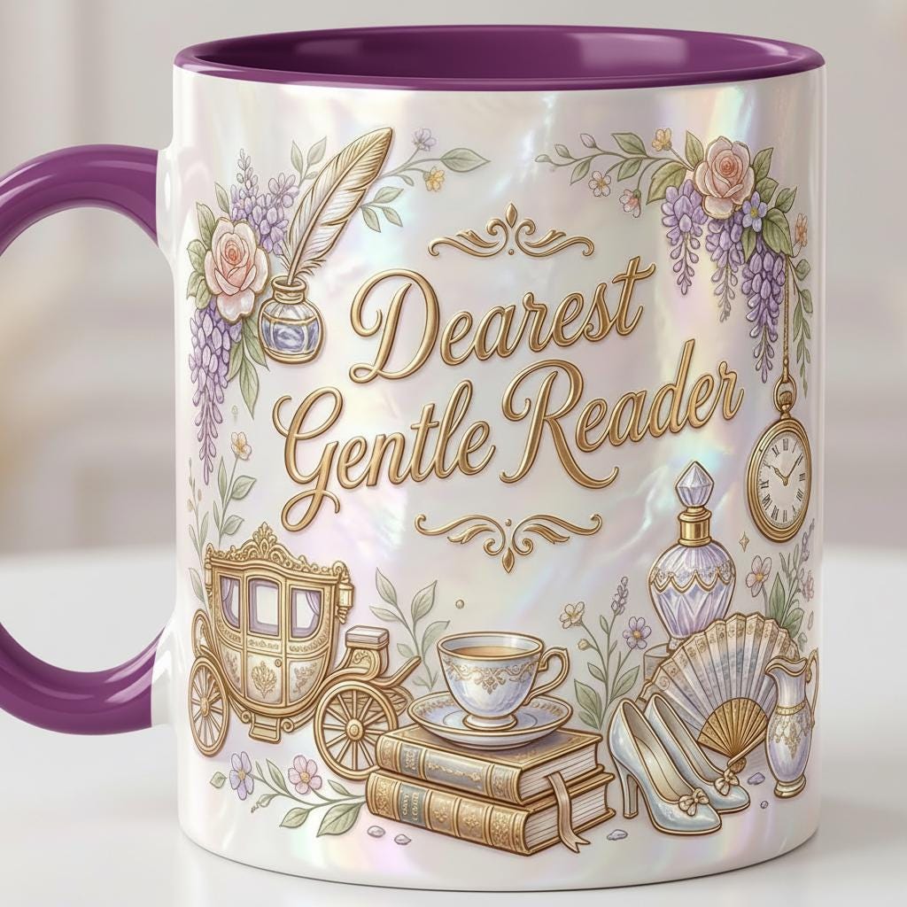 Dearest Gentle Reader Accent Mug, Bookish Tea Lover Mug, Romance Reader Gift, Faux 3D Effect - image 4