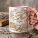 Dearest Gentle Reader Accent Mug, Bookish Tea Lover Mug, Romance Reader Gift, Faux 3D Effect