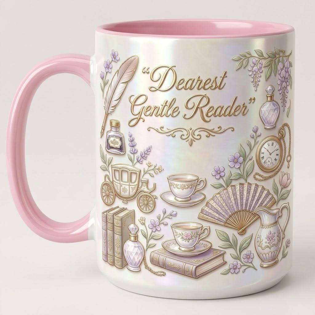 Dearest Gentle Reader Faux 3D Effect Accent Mug, Bookish Tea Lover Cup, Romance Reader Giff - image 2