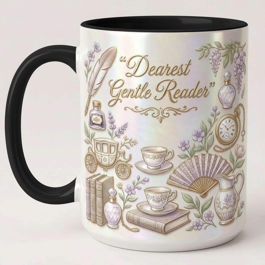 Dearest Gentle Reader Faux 3D Effect Accent Mug, Bookish Tea Lover Cup, Romance Reader Giff - image 5