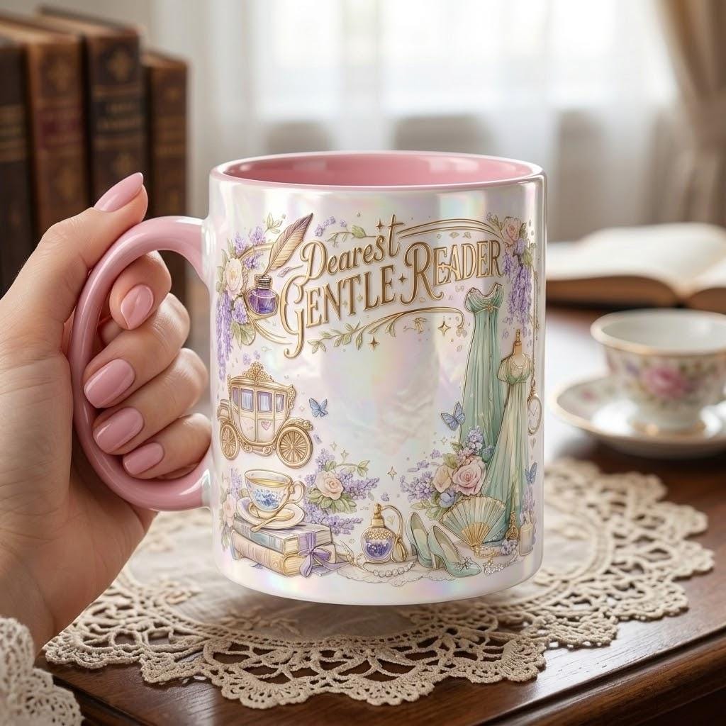 Dearest Gentle Reader Faux 3D Accent Mug, Bookish Tea Lover, Romance Reader Gift - image 2