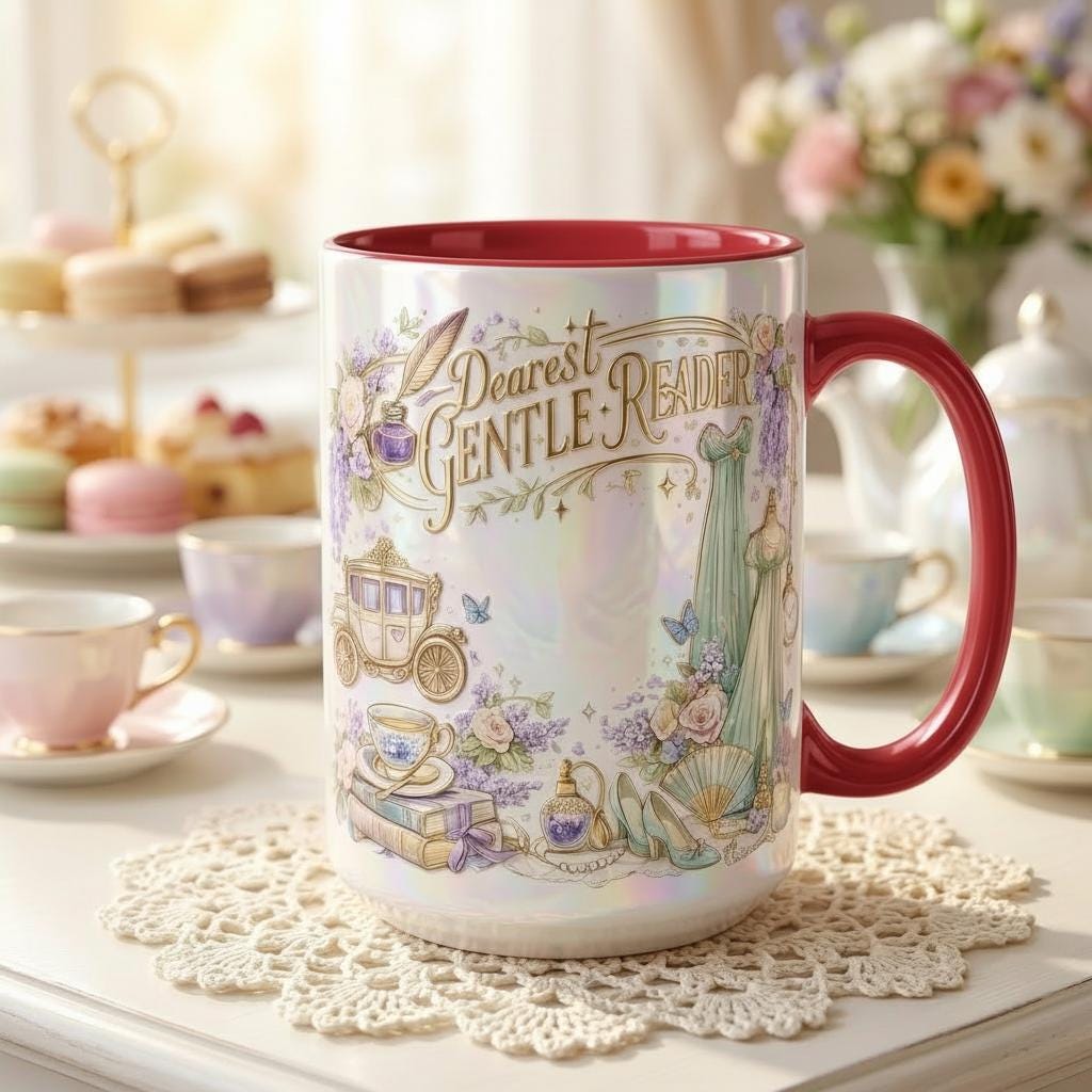 Dearest Gentle Reader Faux 3D Accent Mug, Bookish Tea Lover, Romance Reader Gift - image 4