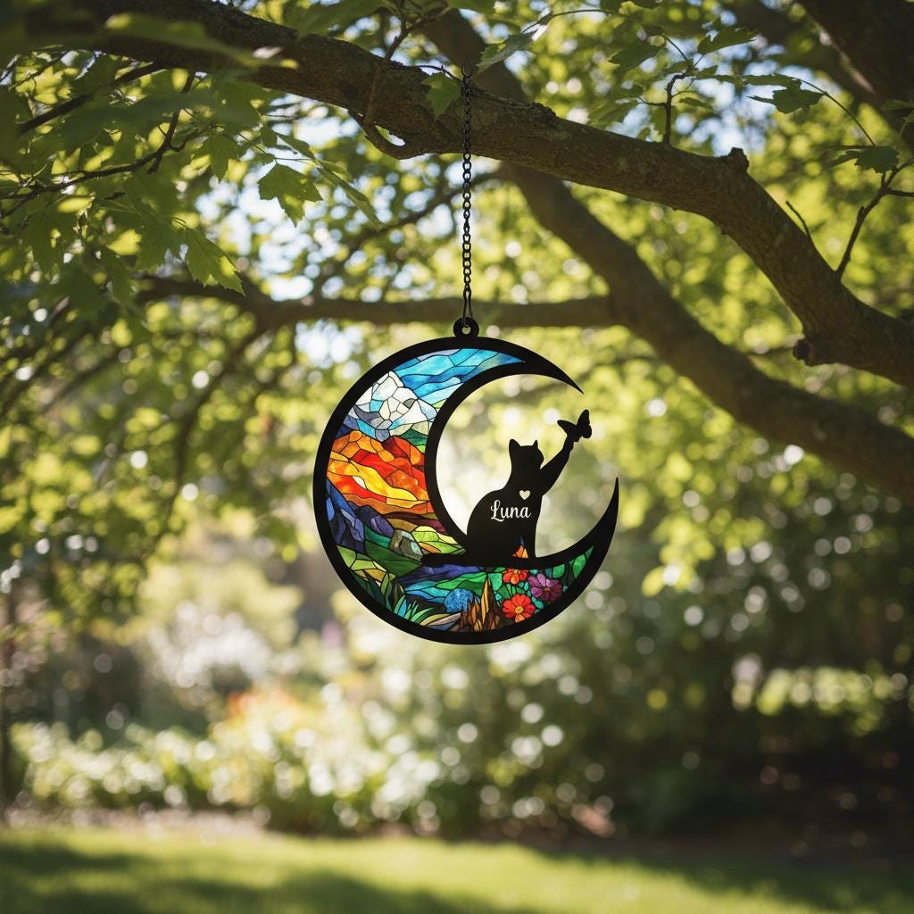 Personalized Cat Loss Sympathy Gift, Custom Pet Memorial Suncatcher, In Loving Memory, Cat Remembrance - image 4
