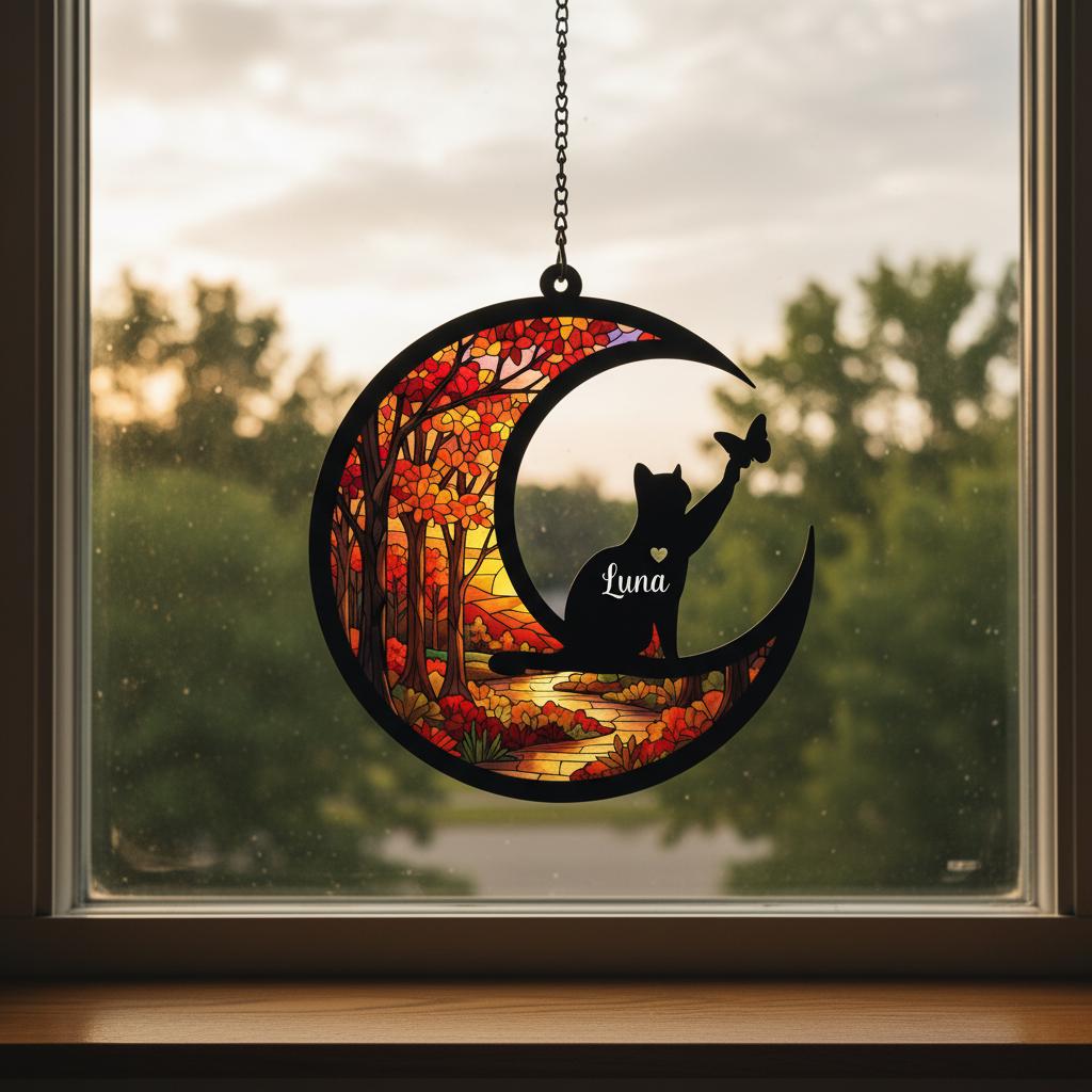 Personalized Cat Loss Sympathy Gift, Custom Pet Memorial Suncatcher, in memorial gift, Cat lovers - image 5