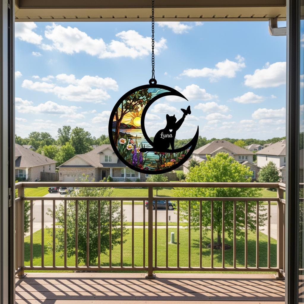 Personalized Cat Loss Sympathy Gift, Custom Cat Memorial Suncatcher, Gift For pet Lovers, Cat Remembrance Gift - image 4
