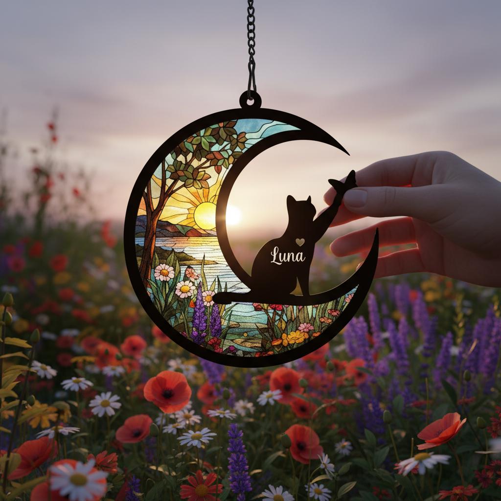 Personalized Cat Loss Sympathy Gift, Custom Cat Memorial Suncatcher, Gift For pet Lovers, Cat Remembrance Gift - image 3