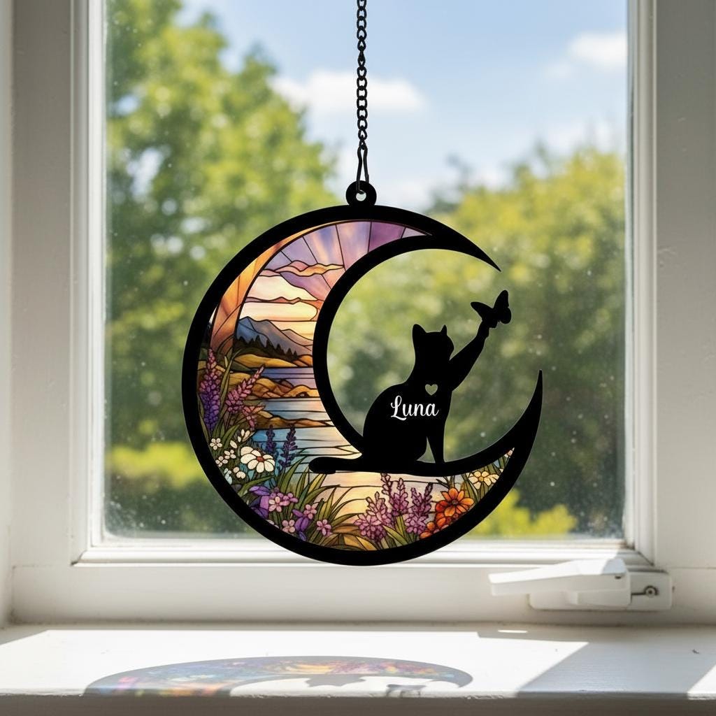Personalized Cat Loss Sympathy Gift, Custom Cat Memorial Suncatcher, Cat Remembrance Gift,Pet lover Gift - image 4