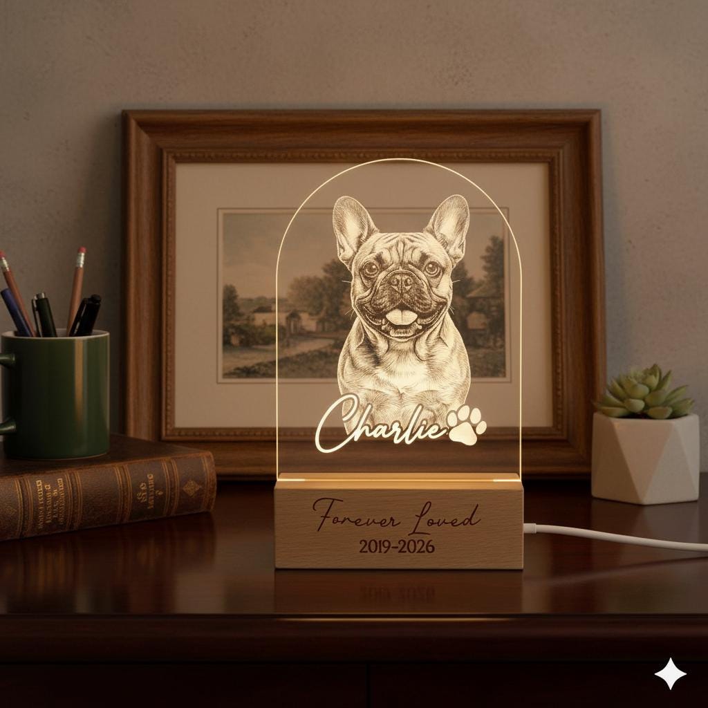 Personalized French Bulldog Dog LED Night Light — Custom Dog  Sympathy Gift, Dog Memorial Gift , Gift For Dog Lover - image 5