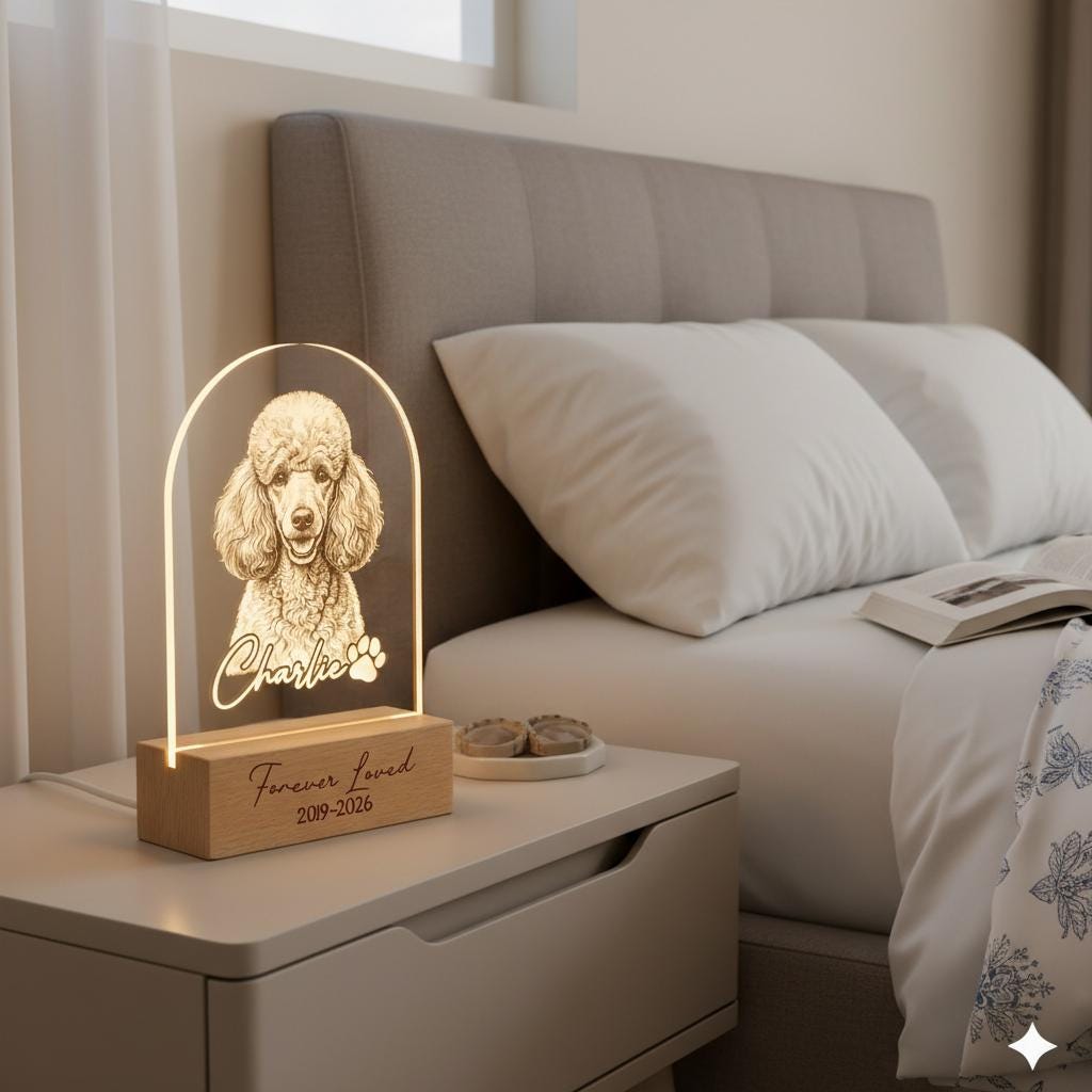 Personalized Poodle Dog LED Night Light — Custom Dog  Sympathy Gift, Dog Memorial Gift , Gift For Dog Lover, dog keepsake - image 4