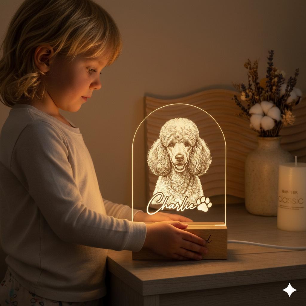 Personalized Poodle Dog LED Night Light — Custom Dog  Sympathy Gift, Dog Memorial Gift , Gift For Dog Lover, dog keepsake - image 3