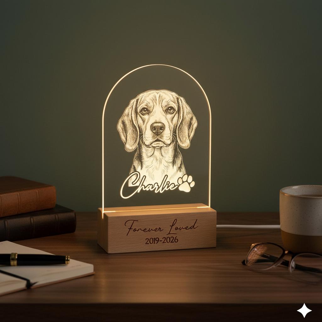 Personalized Beagle Dog LED Night Light — Custom Dog  Sympathy Gift, Dog Memorial Gift , Gift For Dog Lover, dog keepsake - image 4