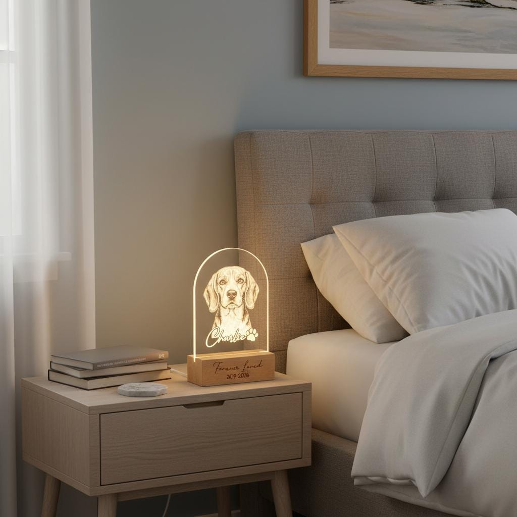 Personalized Beagle Dog LED Night Light — Custom Dog  Sympathy Gift, Dog Memorial Gift , Gift For Dog Lover, dog keepsake - image 2