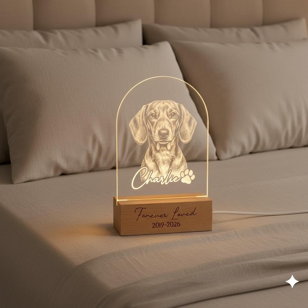 Personalized Dachshund Dog LED Night Light — Custom Dog  Sympathy Gift, Dog Memorial Gift , Gift For Dog Lover, Pet Portrait - image 4