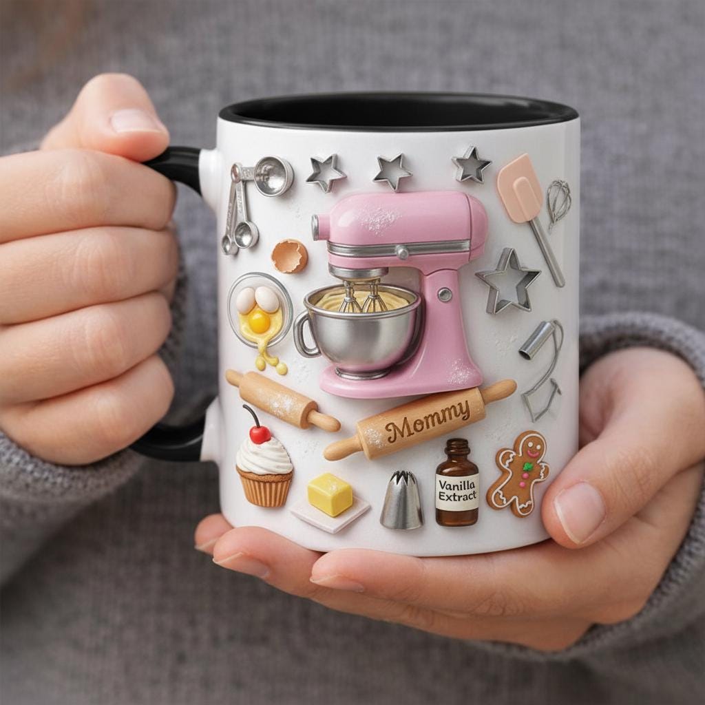 Personalized Baking Mug, Custom Name Cooking Lover Coffee Cup, for Men Women, Mothers Day Gift