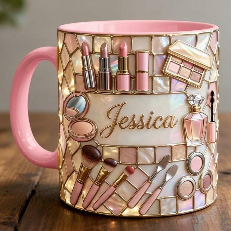 Custom Makeup Lover Mug, Personalized Beauty Makeup Artist Cup, Mothers Day Gift