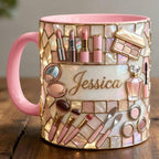 Custom Makeup Lover Mug, Personalized Beauty Makeup Artist Cup, Mothers Day Gift