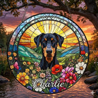 Personalized Doberman Pinscher Dog Portrait Stained Glass Suncatcher, Custom Pet Memorial Stained Glass Photo Suncatcher, Dog Loss Keepsake - image 4